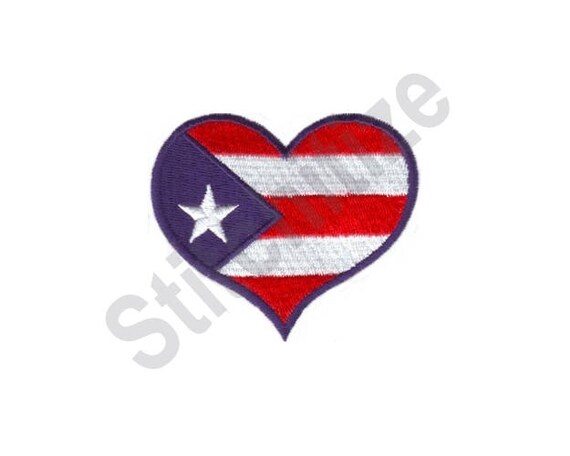 Puerto Rico Flag Heart Machine Embroidery Design Etsy