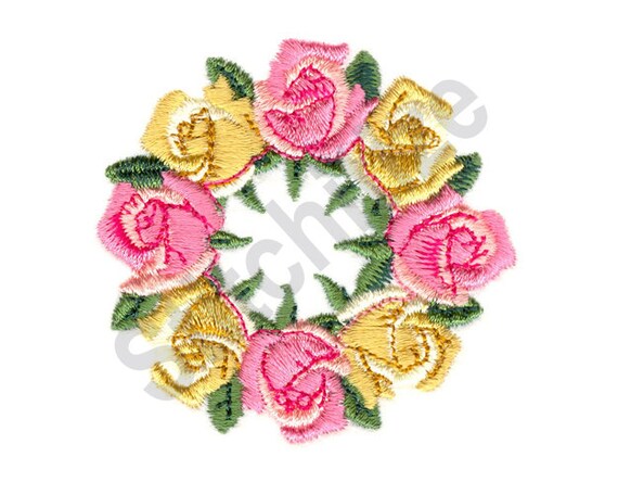 Rose wreath machine embroidery design roses flowers  etsy