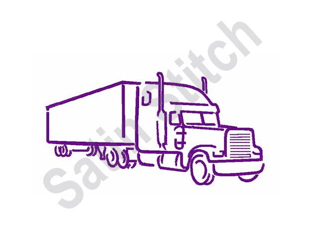 Big Rig Truck Outline Machine Embroidery Design Embroidery | Etsy