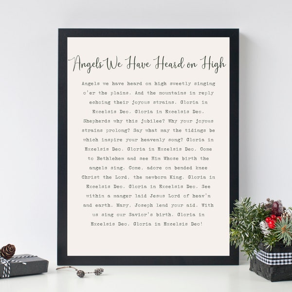 Angels We Have Heard on High Wall Art | Songtext-Zeichen | Druckbare Wand Dekor | Weihnachtsdekor