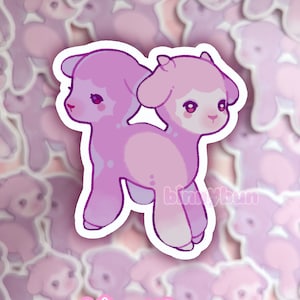 Double-Headed Lamb Sticker | Creepy Cute Pastel Stationary | Waterproof Vinyl Weirdcore Sticker