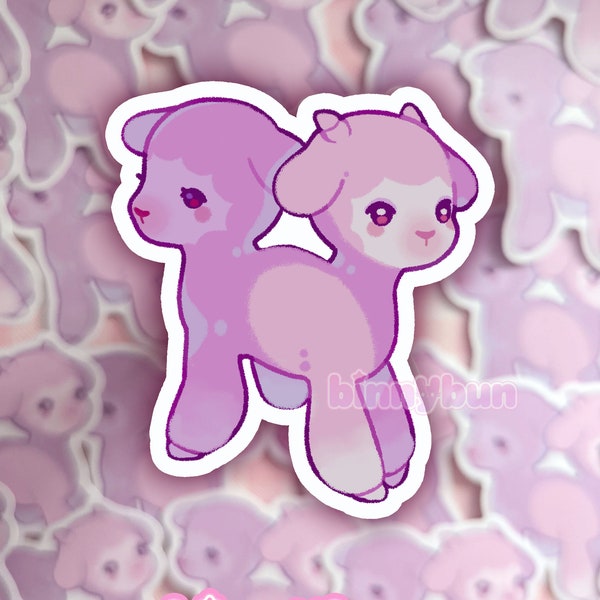 Double-Headed Lamb Sticker | Creepy Cute Pastel Stationary | Waterproof Vinyl Weirdcore Sticker