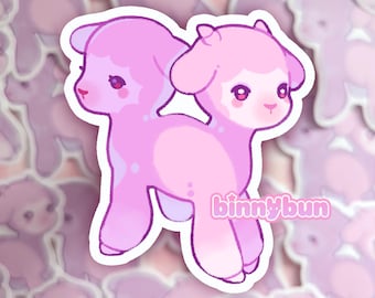 Double-Headed Lamb Sticker | Creepy Cute Pastel Stationary | Waterproof Vinyl Weirdcore Sticker