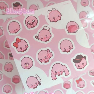 Silly Kirby Sticker Sheet | Cute Pastel Stationary | Waterproof Vinyl Stickers