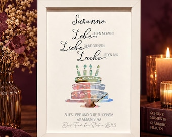 Personalized birthday money gift for women | Birthday gift with a cake | Money in a picture | Gift wrapping with a cake