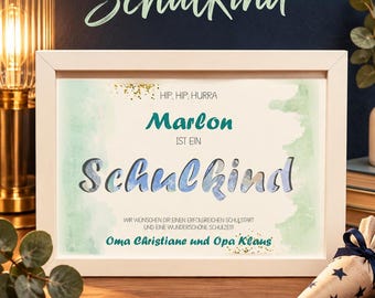 Personalized money gift for boys starting school | Money gift box, picture frame, schoolchild for first grade, back to school