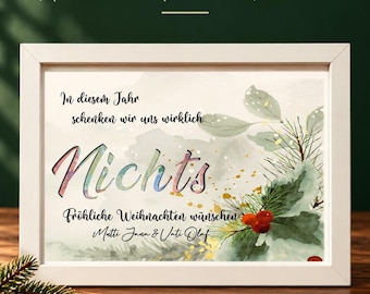 Personalized Christmas Money Gift 2026 | No Wishes Gift | Money in a Picture Frame | Funny Christmas Gift with Name