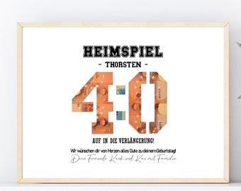 40. Geburtstag Geldgeschenk personalisiert | 40 Geburtstag Mann Geburtstagsgeschenk  | DIY Geld-Geburtstagskarte | PDF Download zum Drucken