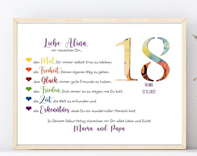 Personalisiertes Geldgeschenk 18. Geburtstag Motiv 18 oder eine