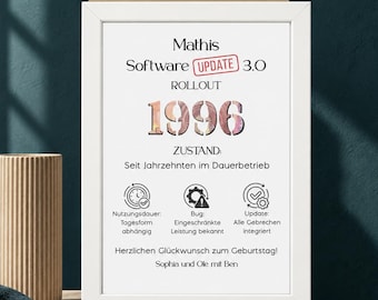 Regalo personalizado de dinero para el 30 cumpleaños | Regalo para entusiastas de la informática | Actualización de software 3.0, regalo de cumpleaños para programadores