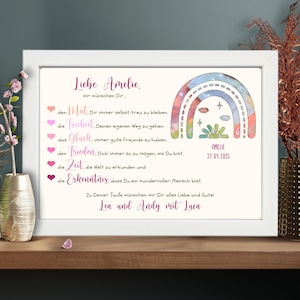 Taufgeschenk personalisiert für Mädchen -  Geldgeschenk zur Taufe - Geld im Bild - Andenken mit Namen - Kinderzimmer Deko mit Vornamen