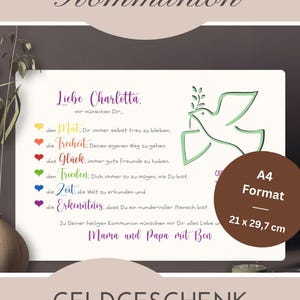 Personalized money gift for First Communion | Gift for Holy Communion | Gift idea with name | Communion gift for godchild image 8