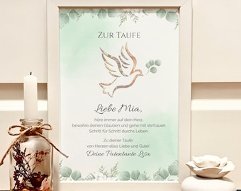 Personalisiertes Geldgeschenk zur Taufe | Taufgeschenk für Mädchen & Jungen | Geld Geschenk für Täuflinge | Patengeschenk im Bilderrahmen
