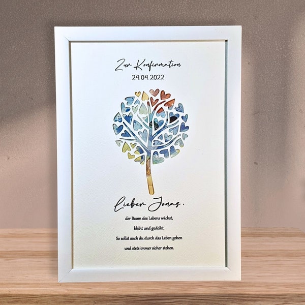 Personalized Confirmation Money Gift - Confirmation Gift with Name & Date - Picture Frame Keepsake - Tree of Life Gift - Decoration