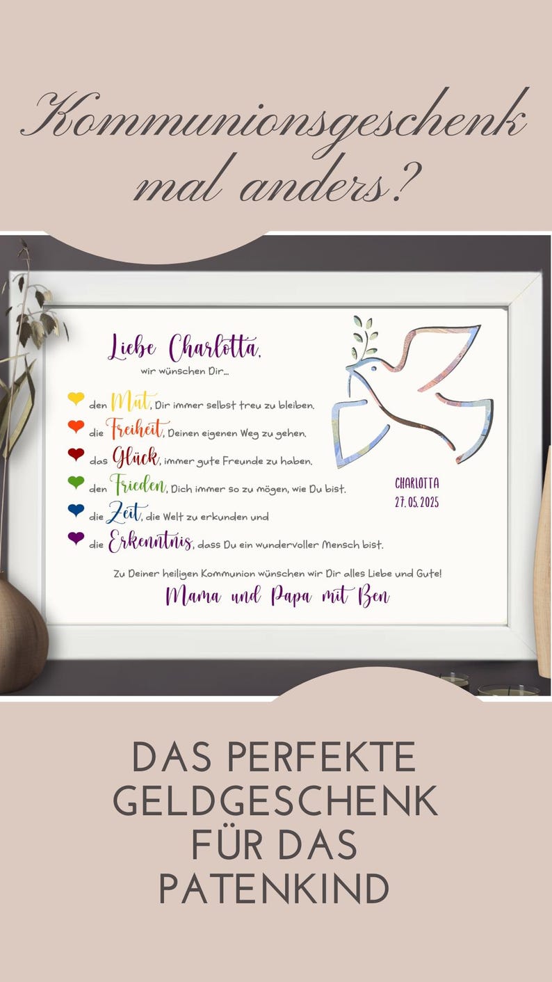 Personalized money gift for First Communion | Gift for Holy Communion | Gift idea with name | Communion gift for godchild image 10