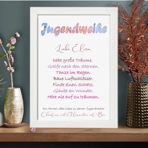 Geldgeschenk zur Jugendweihe personalisiert | Geschenk Jugendfeier für Mädchen | Geld im Bild | höre nie auf zu träumen | Geschenkverpackung