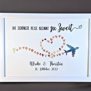 Money gift for the wedding | Wedding gift personalized | Photo frame with world map for newlyweds | Gift for travel lovers