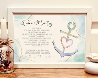 Personalized money gift for confirmation | Confirmation gift anchor in a picture frame for money