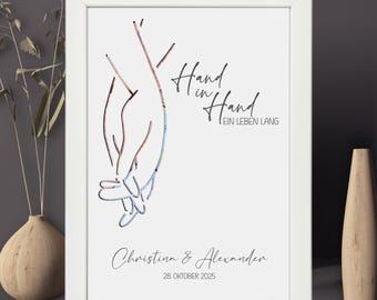 Geldgeschenk zur Hochzeit personalisiert | Hochzeitsgeschenk "Hand in Hand ein Leben lang" | kreativ Geld verschenken an Brautpaare