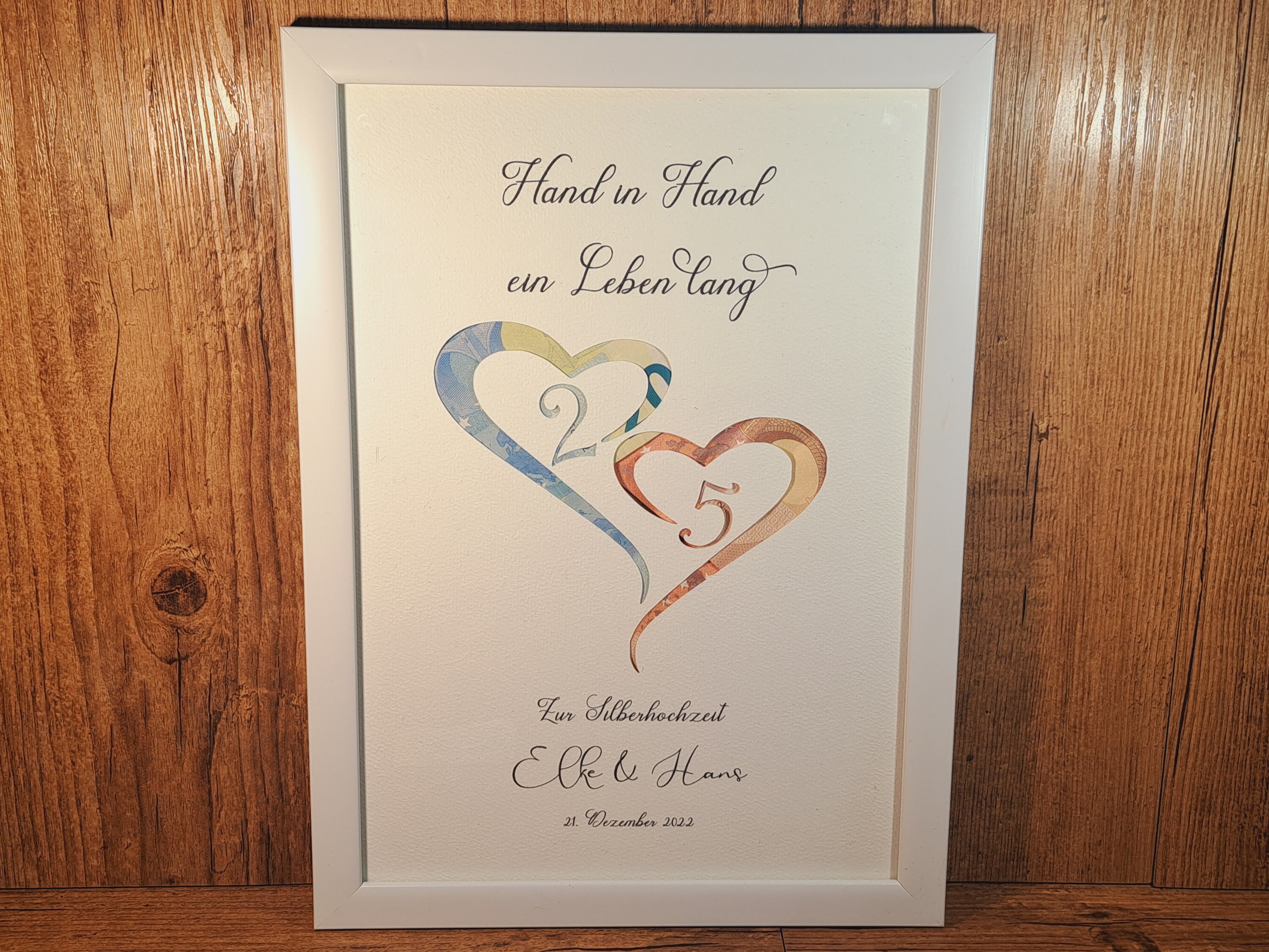 Geldgeschenk zur Silberhochzeit personalisiert Etsy.de