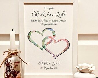 Personalized money gift for weddings | Wedding gift in a picture frame for money | Gift packaging for newlyweds symbolizing happiness and love