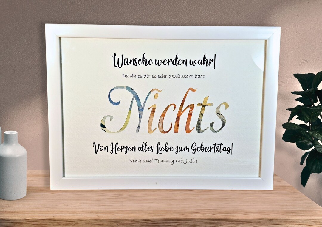 Geldgeschenk Nichts zum Geburtstag personalisiert Geburtstagsgeschenk