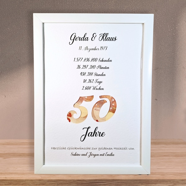 Personalized money gift for golden wedding anniversary - Golden wedding anniversary gift 50 years wedding anniversary - Keepsake gift