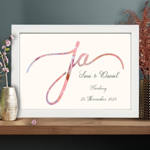 Personalisiertes Hochzeitsbild mit Namen & Datum | Geschenk zur Hochzeit | Geldgeschenk mit Hochzeitsort | Hochzeitsgeschenk personalisiert