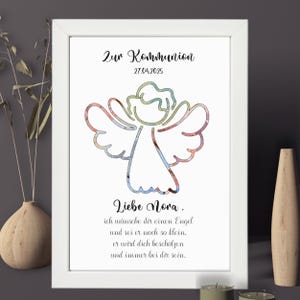 Erstkommunion Geschenk personalisiert | Kommunionsgeschenk für Mädchen und Jungen | Schutzengel für Patenkind | Geldgeschenk Kommunion Engel