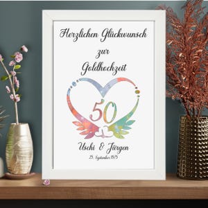 Geldgeschenk zur Goldhochzeit personalisiert | Geldgeschenkverpackung Jubiläumsgeschenk 50 Jahre Ehe | Geschenk goldene Hochzeit
