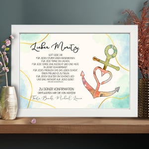 Personalisiertes Geldgeschenk zur Konfirmation Jungen Konfirmationsgeschenk für Mädchen Anker Bilderrahmen Andenken Konfirmation Geschenk
