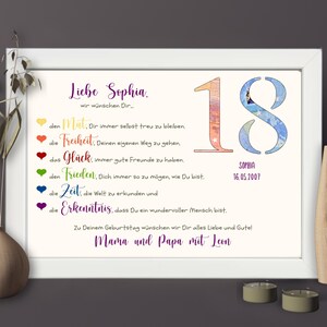 Geldgeschenk zum 18. Geburtstag | Geburtstagsgeschenk für  Mädchen & Jungen | Geschenkidee Endlich volljährig Andenken im Bilderrahmen