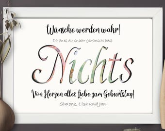 Cadeau d'anniversaire personnalisé gratuit | Cadeau en espèces gratuit | Idée cadeau gratuite | Cadeau humoristique encadré avec de l'argent