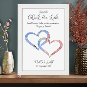 Personalisiertes Geldgeschenk zur Hochzeit - Hochzeitsgeschenk im Bilderrahmen für das Brautpaar - Glück der Liebe Geschenkverpackung - Deko