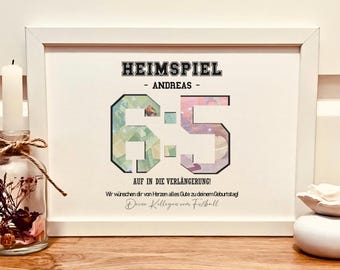 Personalized money gift for a man's 65th birthday - home game football birthday gift - round birthday gift money packaging