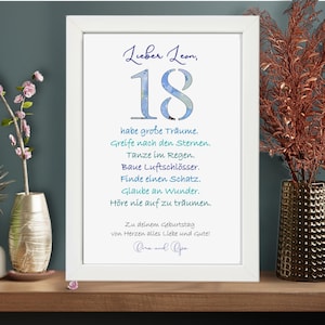 18.Geburtstag Geldgeschenk personalisiert | Geburtstagsgeschenk Jungen | Geschenkidee endlich volljährig | runder Geburtstag | Geld im Bild
