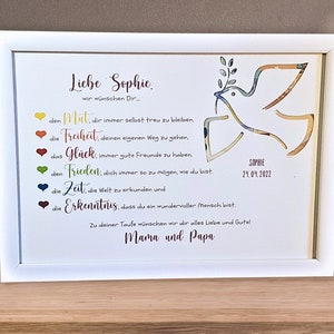 Money gift for baptism for girls and boys - baptism gift personalized names & date - picture frame dove of peace - keepsake gift