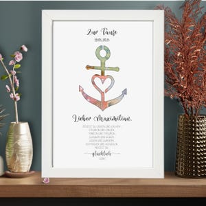 Personalisiertes Taufgeschenk Jungen - Geldgeschenk zur Taufe für Mädchen - Geld im Bild - Glaube Liebe Hoffnung Symbol - Geschenk mit Namen
