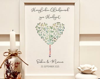 Personalized wedding money gift | Wedding gift: money in a picture frame with the names of the bride and groom and a "Tree of Life"