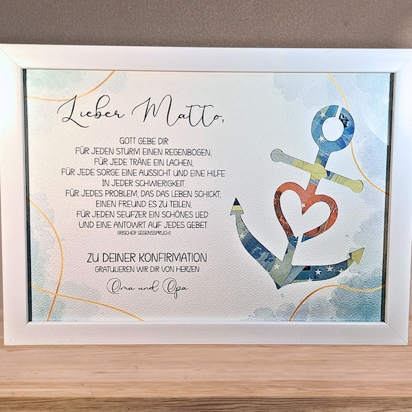Personalized Confirmation Money Gift Boys Confirmation Gift for Girls Anchor Picture Frame Keepsake Confirmation Gift