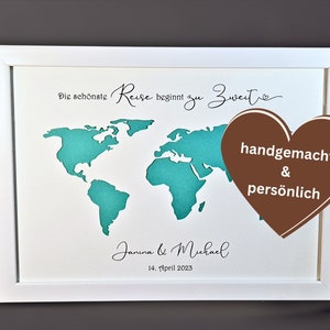 Personalisierte Holz Weltkarte - Einzigartiges Hochzeitsgeschenk Mit Rahmen