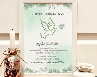 Personalisiertes Geldgeschenk zur Konfirmation | Konfirmationsgeschenk mit Namen | Bilderrahmen für Geld