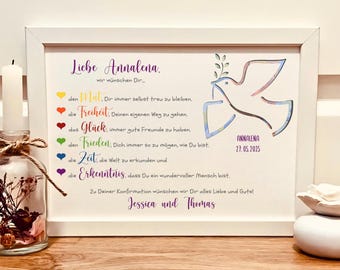Personalisiertes Geldgeschenk zur Konfirmation - Konfirmationsgeschenk mit Namen und Datum - Geld Geschenk Bilderrahmen Andenken