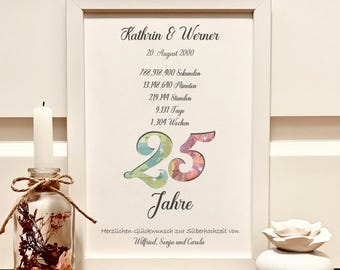 Personalized silver wedding anniversary cash gift | 25th anniversary silver wedding anniversary gift | Silver wedding anniversary gift | Anniversary couple memento