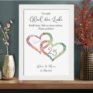 Personalisiertes Geldgeschenk Silberhochzeit - Silberhochzeitsgeschenk 25 Jahre - Glück der Liebe - Geschenk silberne Hochzeit - Ehejubiläum