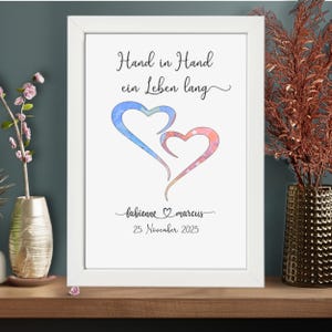 Personalisiertes Geldgeschenk zur Hochzeit | Hochzeitsgeschenk persönlich | Hand in Hand ein Leben lang | Geschenkset