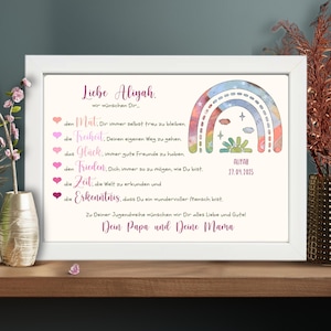 Personalisiertes Geschenk Jugendweihe | Geldgeschenk Jugendweihe Mädchen | Geschenkverpackung Geld im Bild | Herzenswünsche zur Jugendfeier