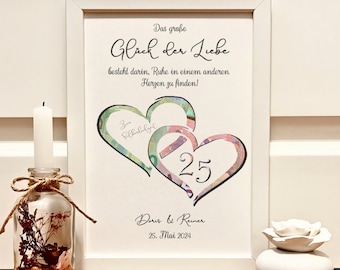 Personalized money gift silver wedding anniversary - silver wedding anniversary gift 25 years - happiness of love - gift silver wedding anniversary - wedding anniversary