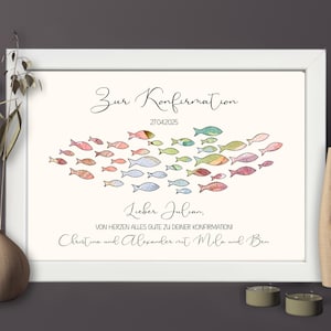 Konfirmationsgeschenk mit Namen und Datum - Geldgeschenk zur Konfirmation personalisiert - Bilderrahmen Andenken - Geld Geschenkverpackung