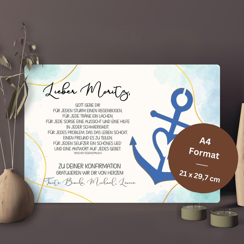 Confirmation gift for boys | Personalized money gift | Confirmation gift for godchild | Personal gift for confirmand ohne Rahmen